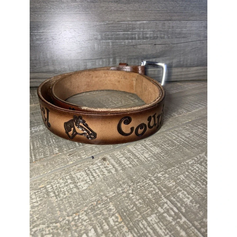 Country Girl‎ Leather Belt Horse Embossed Measures 42